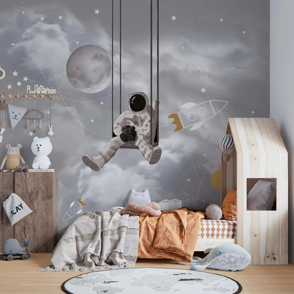 space boy kids room wallpaper